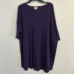 LuLaRoe Irma Tunic Top Womens 2XL Navy Blue Orange Ribbed Knit Space Dye Oversiz
